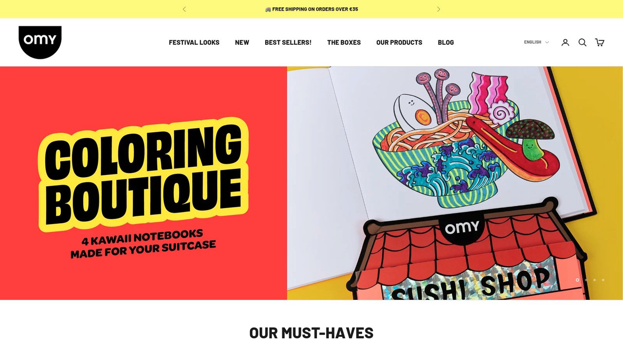 OMY Design and Play stationery store website screenshot