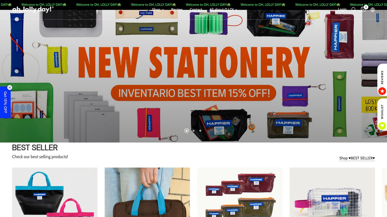 Oh, lolly day! stationery store website screenshot