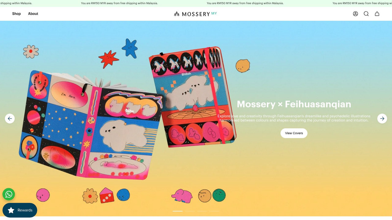 Mossery stationery store website screenshot