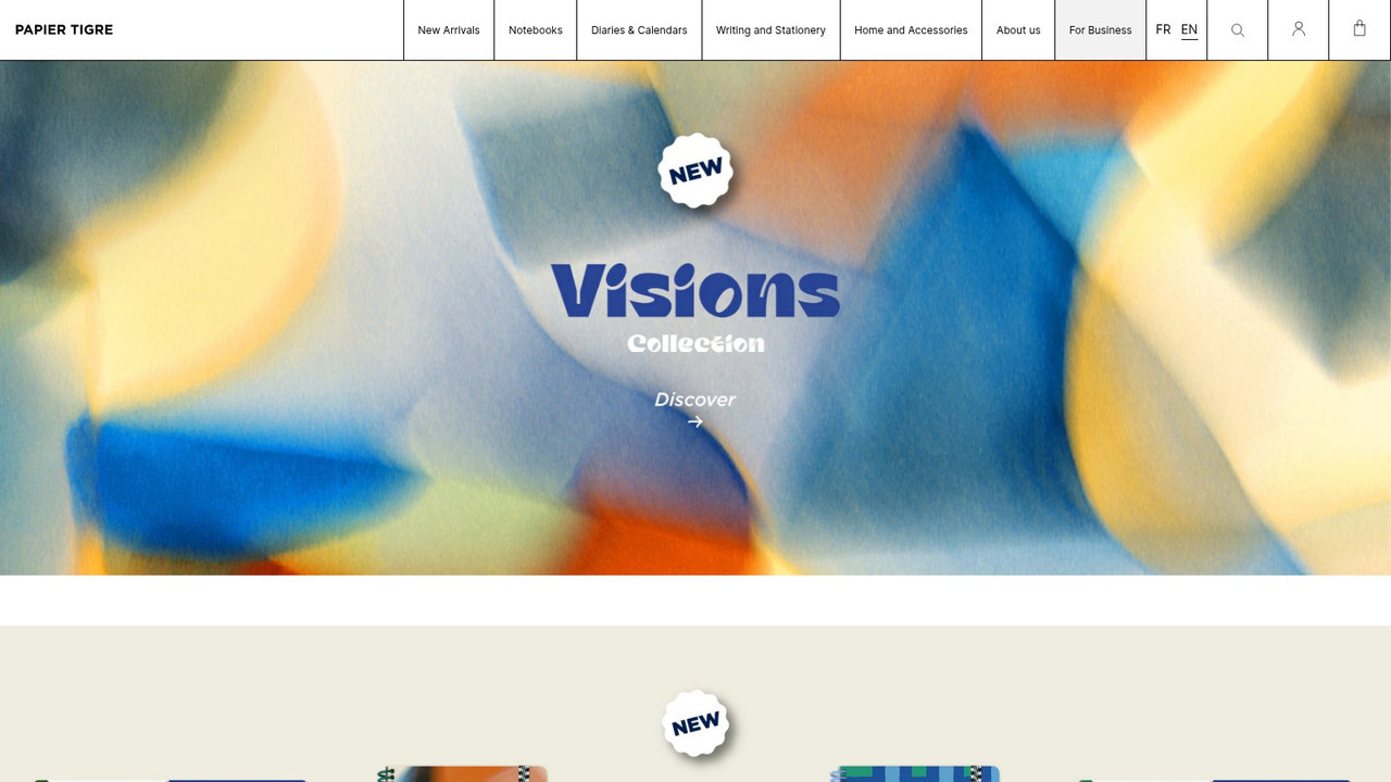 Papier Tigre stationery store website screenshot
