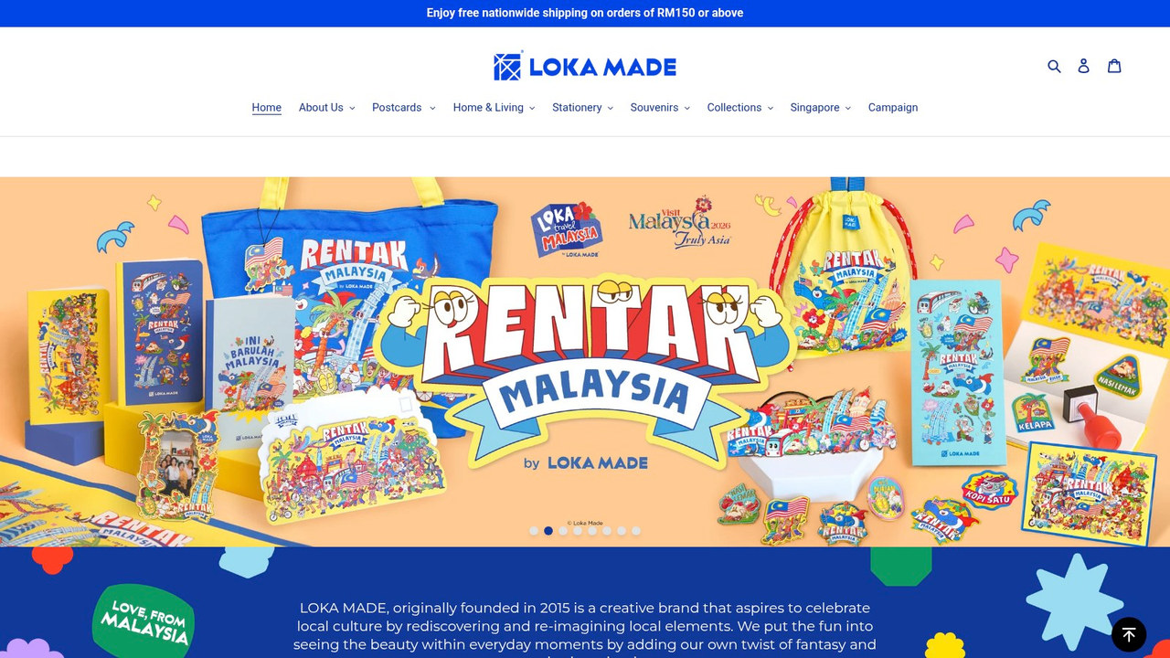 Loka Made illustrated stationery store website screenshot